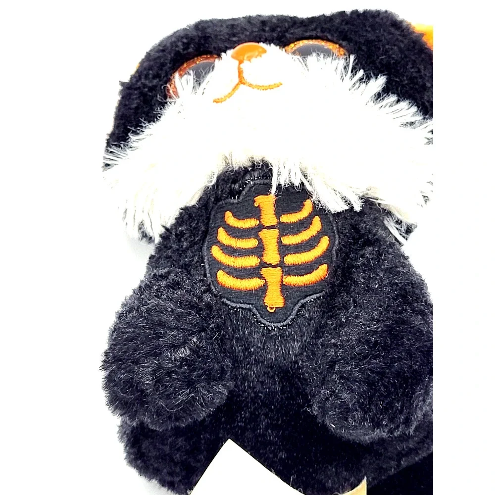 Plush Black Cat Orange Skeleton Glitter Eyes 7